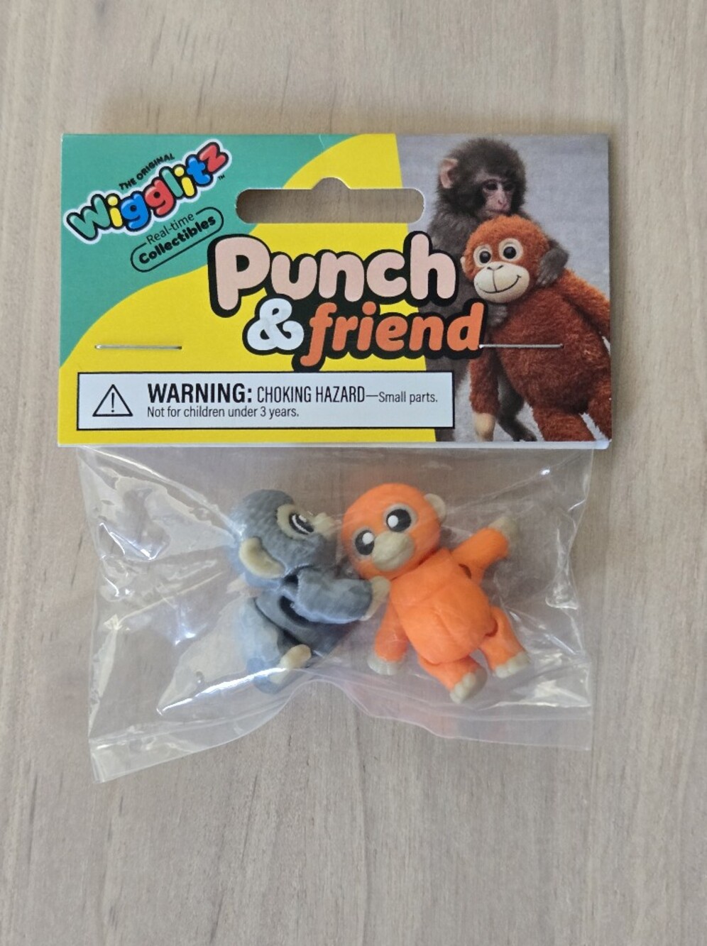 Wigglitz Punch & Friend Pack Gray & Orange Segmented Figures Non-toxic PLA NWT